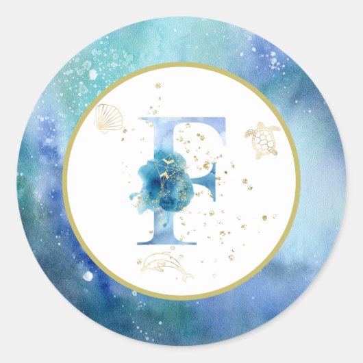 *~* LETTER F - Nautische strandenvelop Sticker (Voorkant)