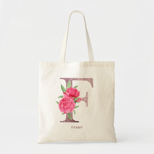 Letter F Persoonlijke naam monogram bridesmaid Tote Bag (Voorkant)