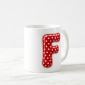 Letter F Rode Stip Kerst Monogram Koffiemok (Voorkant rechts)
