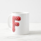Letter F Rode Stip Kerst Monogram Koffiemok (Voorkant links)
