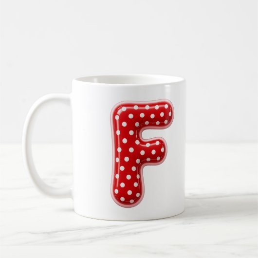 Letter F Rode Stip Kerst Monogram Koffiemok (Links)
