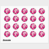 Letter F Roze Waterverf Floral Circle Monogram Ronde Sticker (Vel)