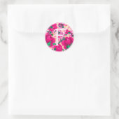 Letter F Roze Waterverf Floral Circle Monogram Ronde Sticker (Tas)