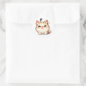 Letter F Schattige Cat Ronde Sticker (Tas)