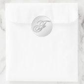 Letter F script initiaal faux zilver monogram guns Ronde Sticker (Tas)