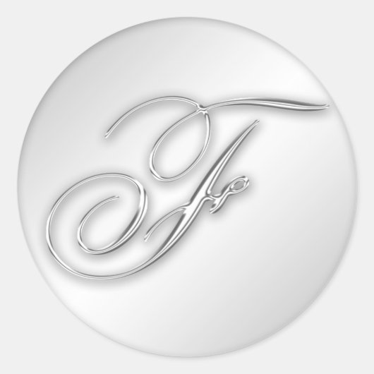 Letter F script initiaal faux zilver monogram guns Ronde Sticker (Voorkant)