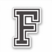 Letter F sporty college font alphabet Sticker (Voorkant)