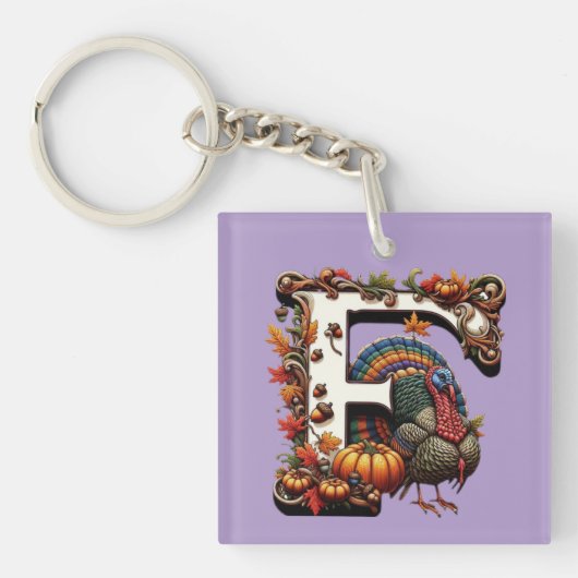 Letter f Thanksgiving geschenk stijl Sleutelhanger (voorkant)