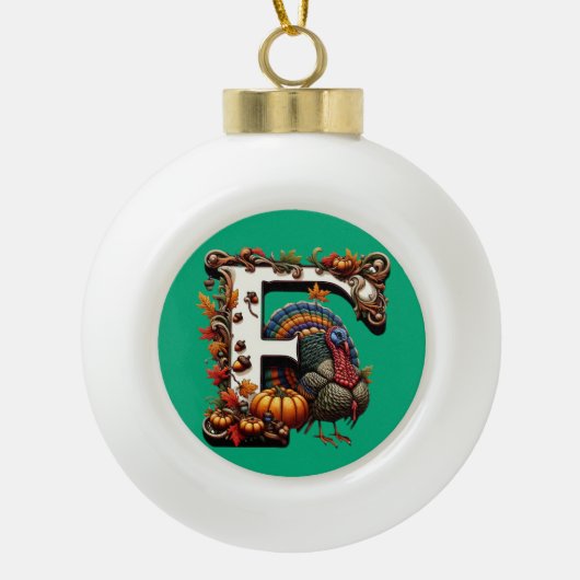Letter f Thanksgiving gift style Keramische Bal Ornament (Voorkant)