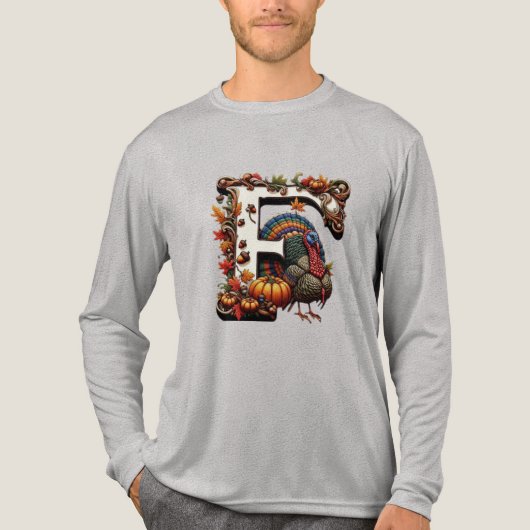 Letter f Thanksgiving gift style  Tri-Blend Shirt (Voorkant volledig)