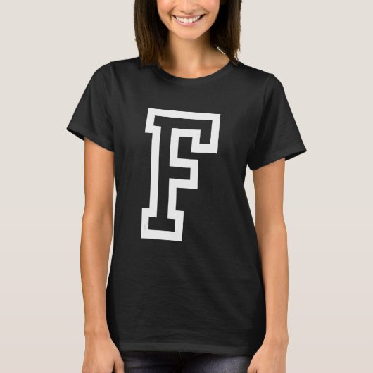 Letter F vetomtrek in wit Groot 1 T-shirt (Voorkant)