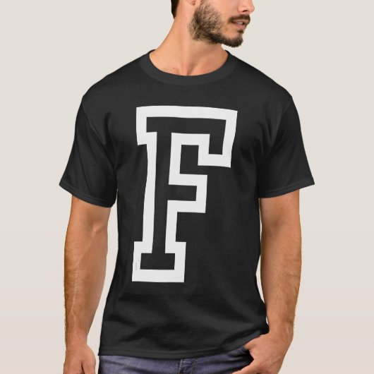Letter F vetomtrek in wit Groot 1 T-shirt (Voorkant)