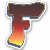 Letter F - vlammen Sticker (Voorkant)