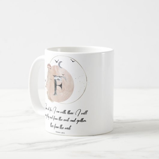 Letter F, waterverf Bijbel prijsopgave mok (Voorkant links)