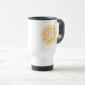 Letter F Zonnebloem Eerste Naam Monogram Initiaal Reisbeker (Voorkant rechts)