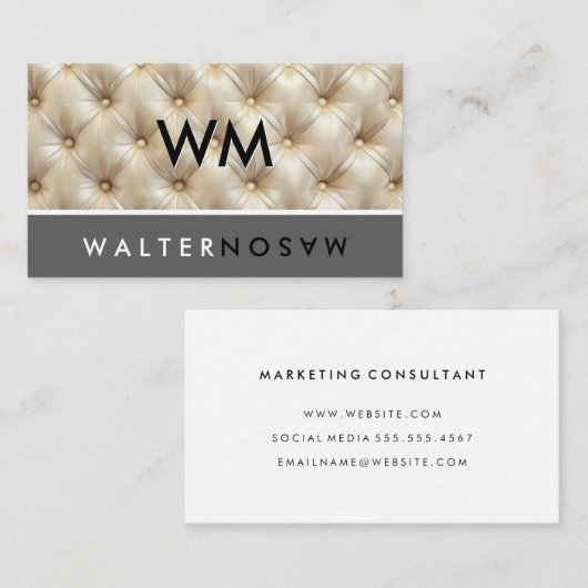 Letter Flip | Diamond Patroon Gestoffeerde Bekledi Visitekaartje (Voorkant / Achterkant)