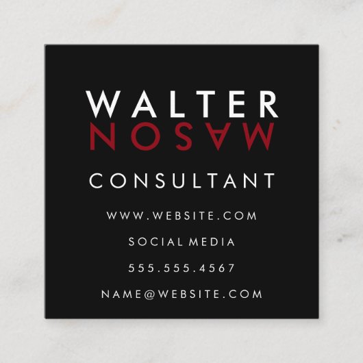 Letter Flip | Eenvoudig Vierkante Visitekaartje (Voorkant)