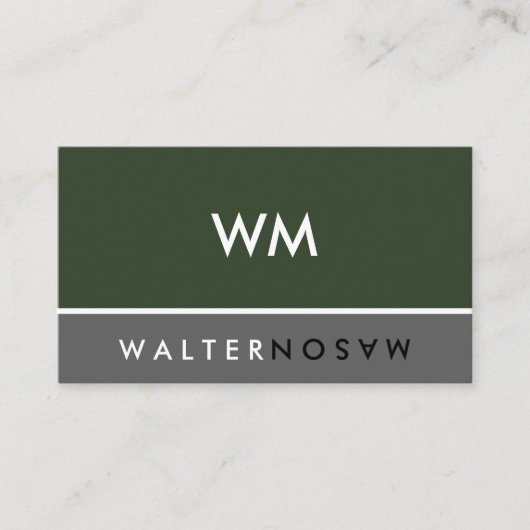 Letter Flip Monogram Company Dark Green Visitekaartje (Voorkant)