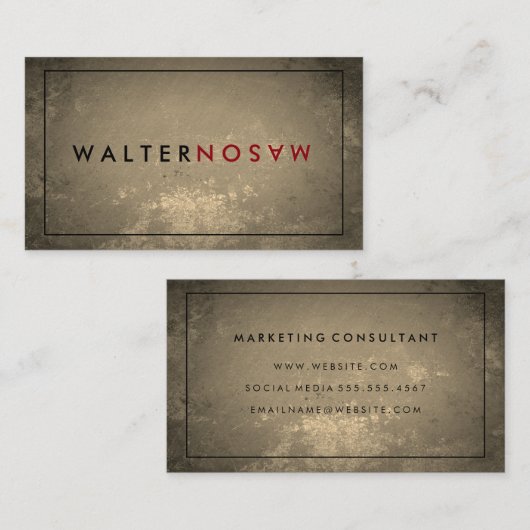 Letter Flip Rustic met Border Visitekaartje (Voorkant / Achterkant)