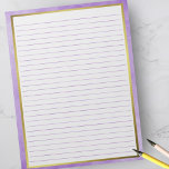 Letter formaat 8,5 x 11 inch Paars papier Gold Notitieblok<br><div class="desc">Standaardpagina's voor Letter-formaat - 8, 5 x 11 inch met Paarse regels op elke pagina voor eenvoudig schrijven - Eén Notitieboek met Gold Lijst</div>