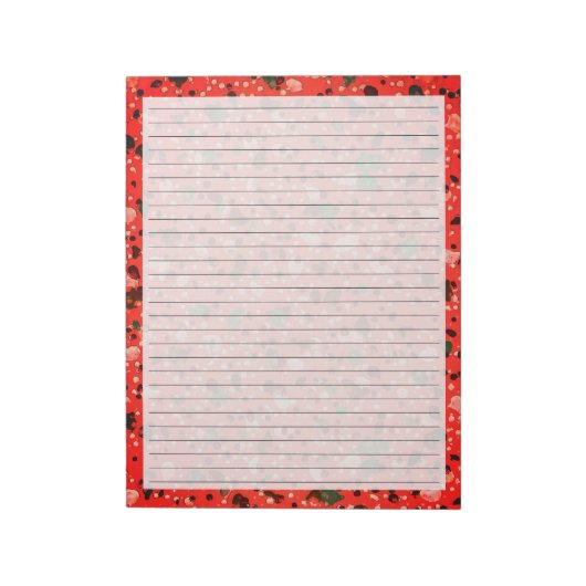 Letter-formaat Wide Rulling Hot Pink Terrazzo Notitieblok (Linkerzijde)