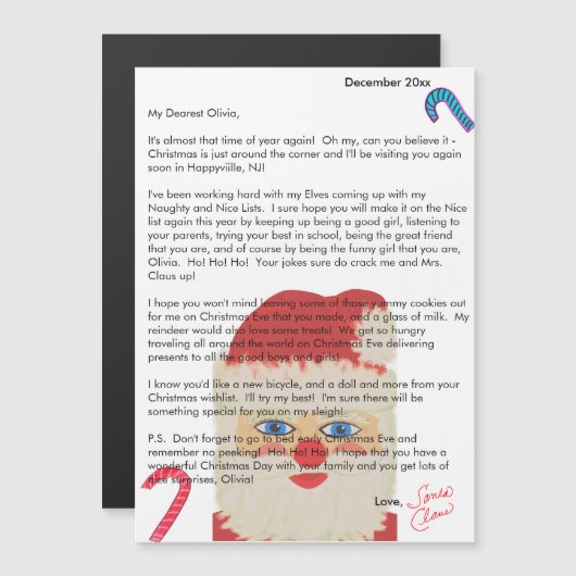 Letter from Santa Candy Canes Child's Name (Voorkant / Achterkant)