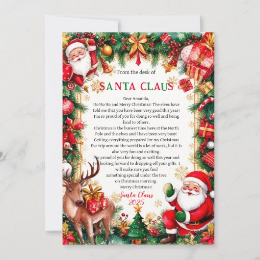 Letter From Santa Claus Christmas Card Kaart (Voorkant)