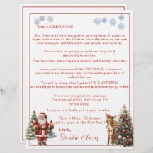 Letter from Santa Claus Snowflakes Reindeer