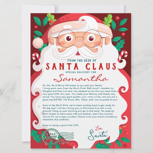 Letter from Santa Nice List Certificate Christmas (Voorkant)