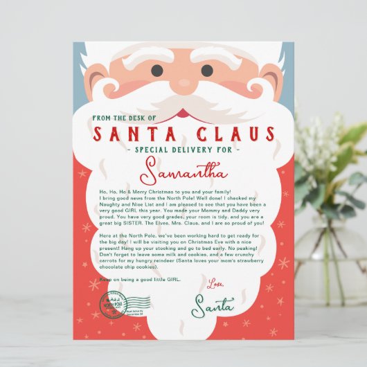 Letter from Santa Nice List Certificate Christmas  (Staand voorkant)