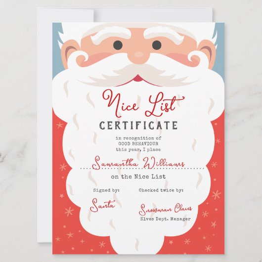 Letter from Santa Nice List Certificate Christmas  (Achterkant)