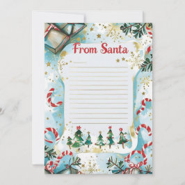  Letter from Santa | Pastel Blue & Gold Stars Kaart