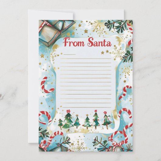  Letter from Santa | Pastel Blue & Gold Stars Kaart (Voorkant)