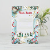  Letter from Santa | Pastel Blue & Gold Stars Kaart (Staand voorkant)