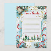  Letter from Santa | Pastel Blue & Gold Stars Kaart (Voorkant / Achterkant)