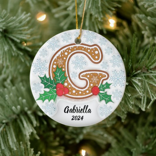 Letter G Aangepaste naam Kerstmis Keramisch Ornament (Boom)