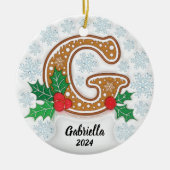Letter G Aangepaste naam Kerstmis Keramisch Ornament (Voorkant)
