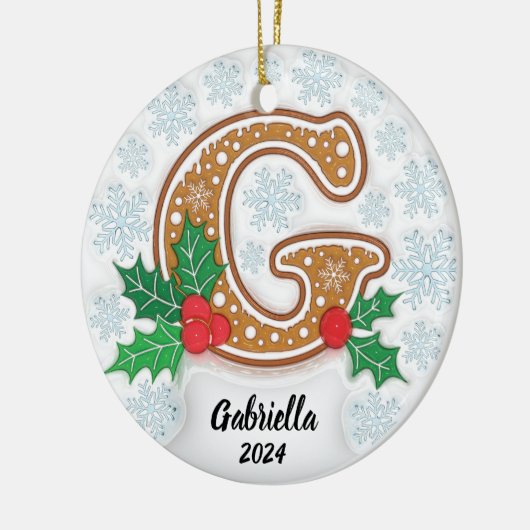 Letter G Aangepaste naam Kerstmis Keramisch Ornament (Links)