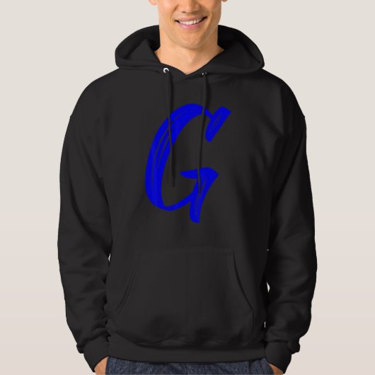 Letter G Alfabet Groot Blauw Grafisch Initiaal Hoodie (Voorkant)
