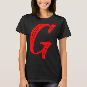 Letter G Alfabet Large Red Graphic Initiaal T-shirt