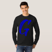 Letter G Alphabet Large Blue Graphic Initial T-shirt (Voorkant volledig)