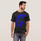 Letter G Alphabet Large Blue Graphic Initial T-shirt (Voorkant volledig)