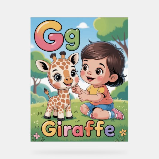 Letter G Alphabet Poster – G is for Giraffe  (Voorkant)