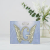 Letter G Angel Monogram Briefkaart (Staand voorkant)