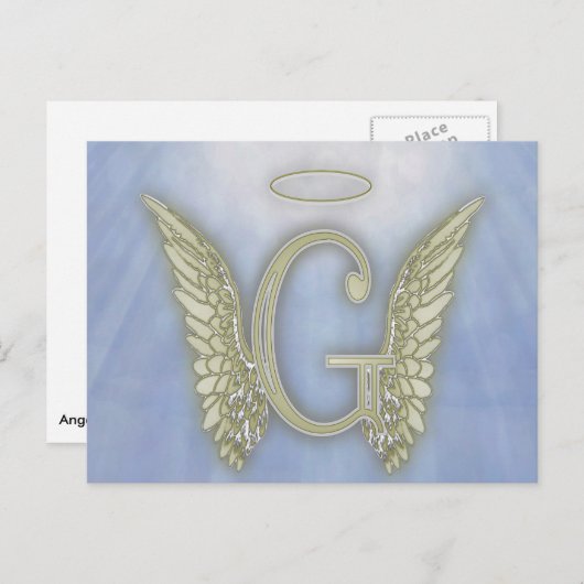 Letter G Angel Monogram Briefkaart (Voorkant / Achterkant)