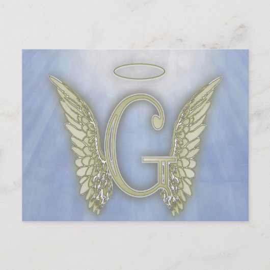 Letter G Angel Monogram Briefkaart (Voorkant)