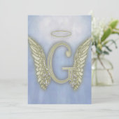 Letter G Angel Monogram Kaart (Staand voorkant)