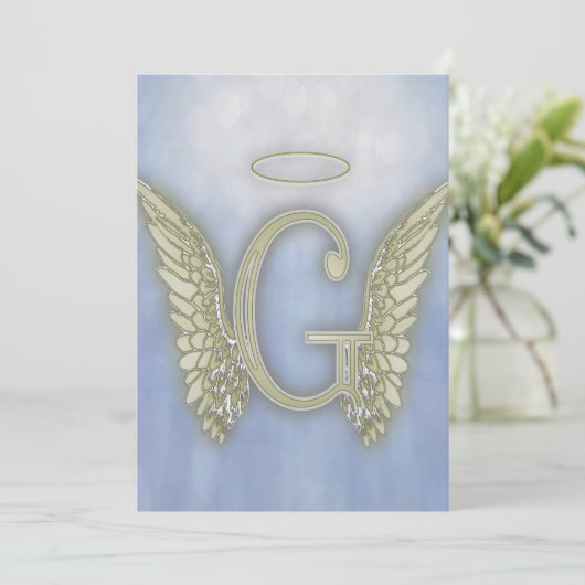 Letter G Angel Monogram Kaart (Staand voorkant)
