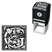 Letter G art nouveau black and white Tegel Zelfinktende Stempel (In situ)