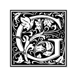 Letter G art nouveau black and white Tegel Zelfinktende Stempel